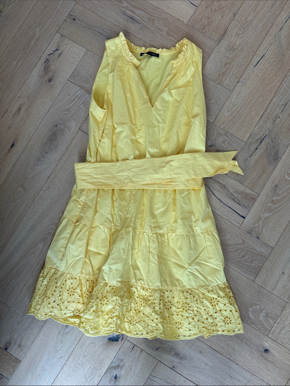 Boston Proper Yellow Eyelet Midi Dress